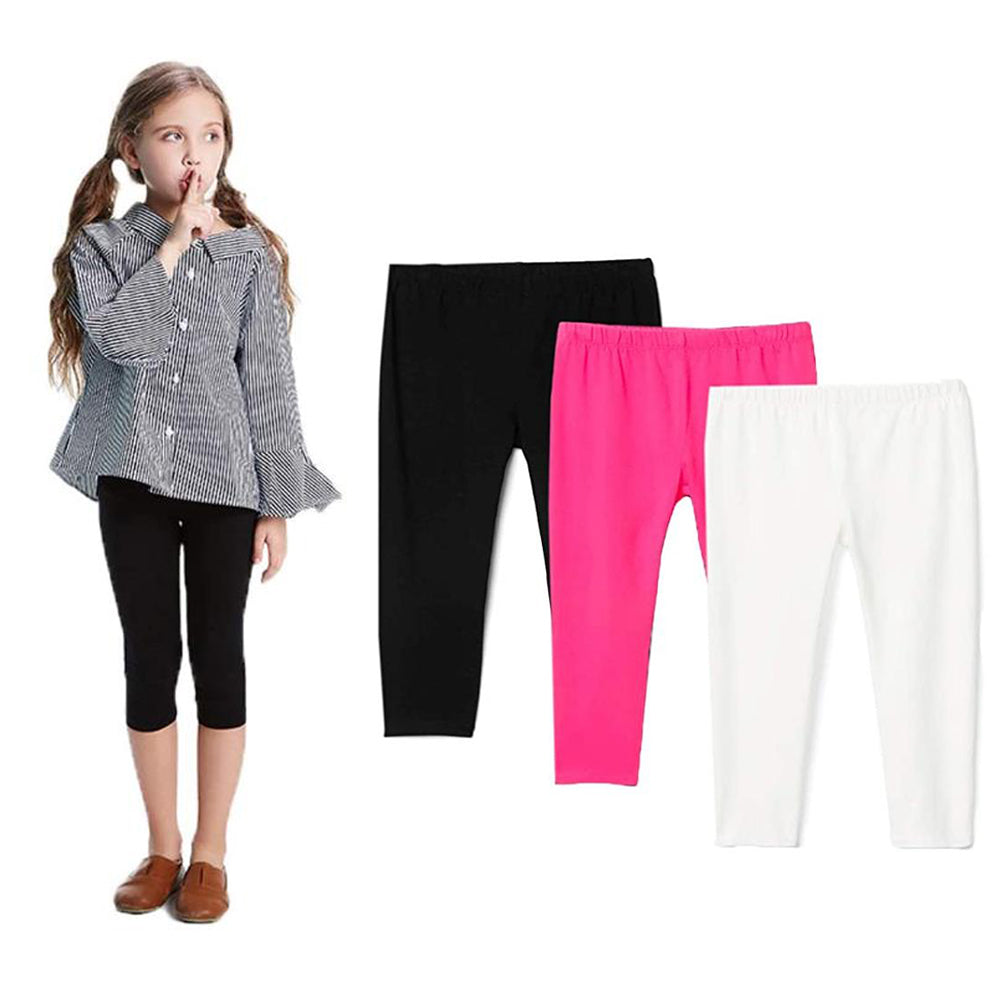 Soft Stretchy Capri Cropped Leggings for Toddlers/Little Girls